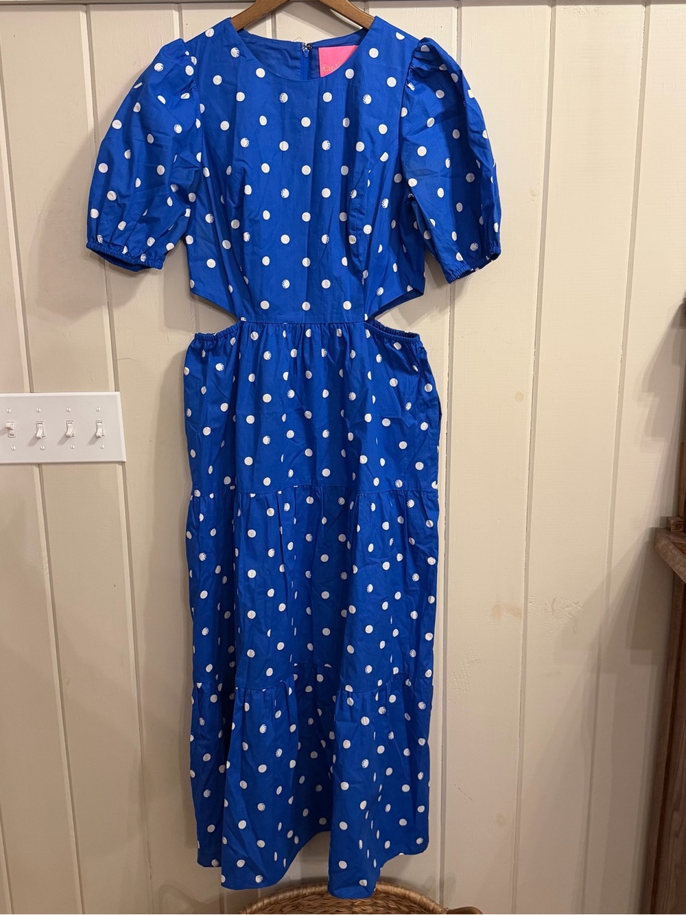Lilly Pulitzer Blue with White Polka Dot Dress, Side Cut-Outs, Size 6 - Picture 2 of 10